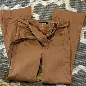 Express red Brown flare Trousers with Belt